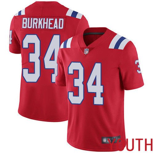 New England Patriots Football 34 Vapor Limited Red Youth Rex Burkhead Alternate NFL Jersey
